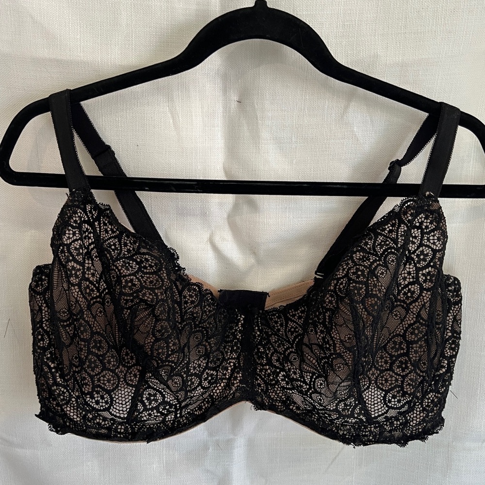 Torrid Curve Bra 44DDD Unlined Balconette Bra Black Lace Underwire Adjustable
